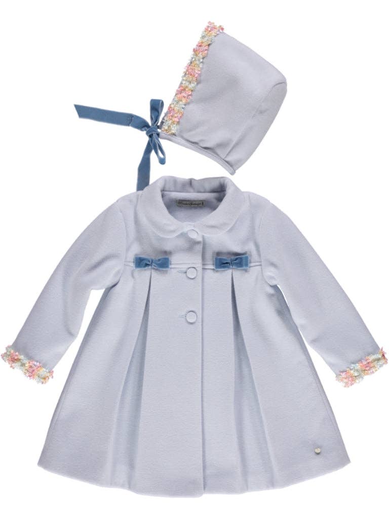 Piccola Speranza - Vente Ensemble de vêtements – bébé - Ensemble casquette et veste bleue avec nœuds et appliqués floraux0