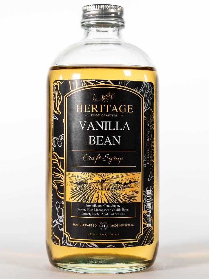 Specialty Coffee and Beverage Syrup - Vanilla Bean 16oz for wholesale by Heritage Food Crafters