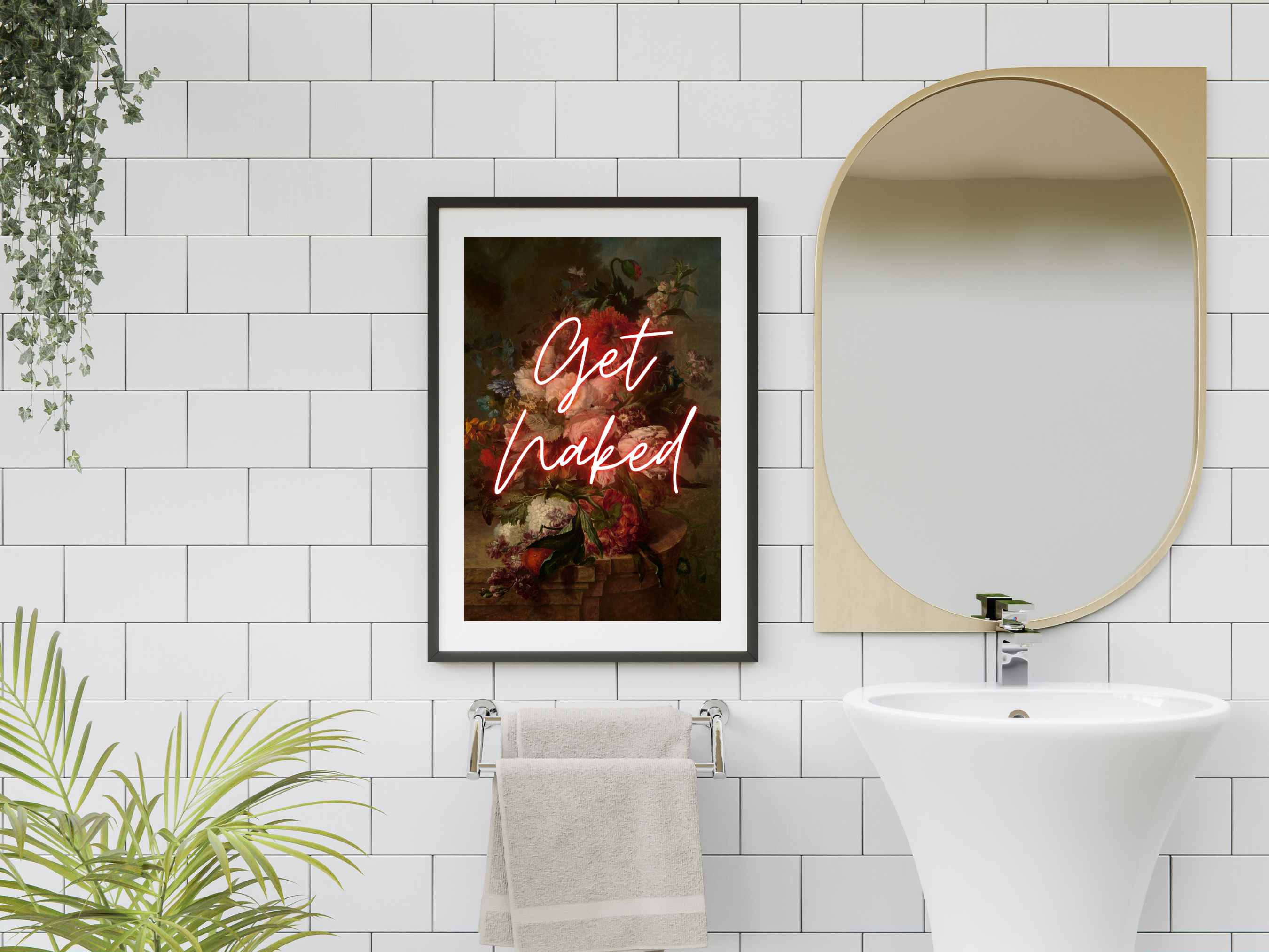 EK Print and Design - Wholesale Bathroom Sign - Get Naked Neon Bathroom Poster | Maximalist Wall Art3