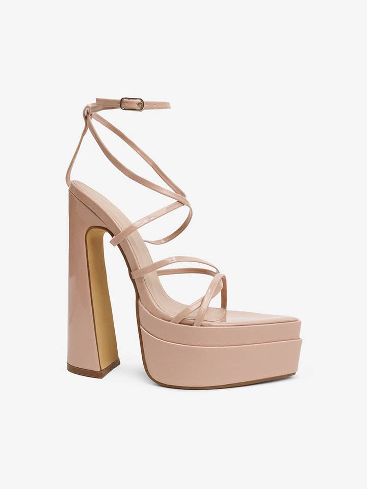 Nude WHOLE LIFE - Patent Platform Heels, Strappy Upper for wholesale on Faire