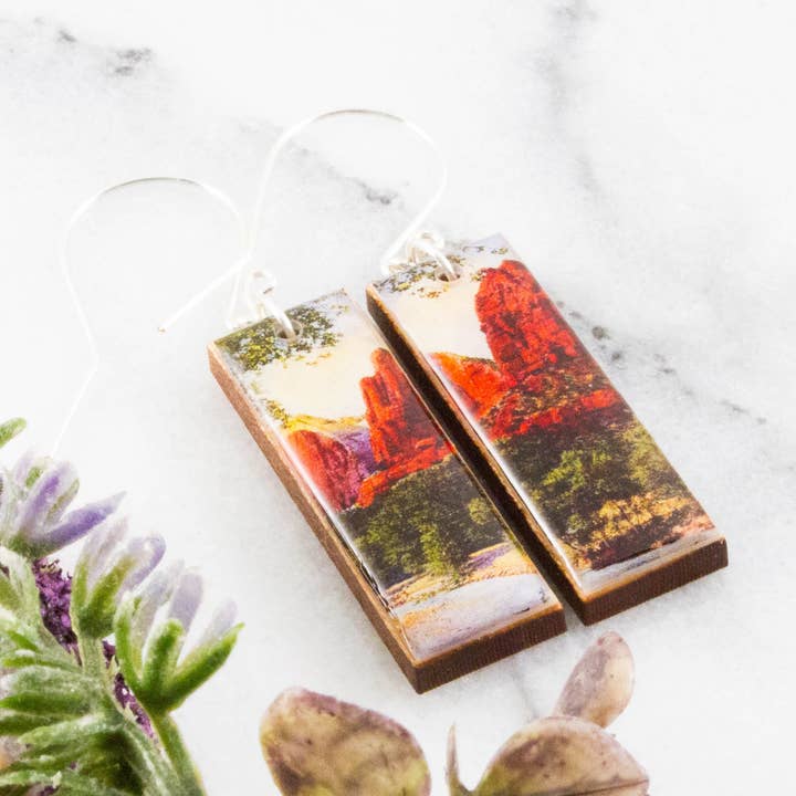 Zion-Nationalpark Utah Vintage Postkarten-Ohrringe für den Großhandel von No Man's Land