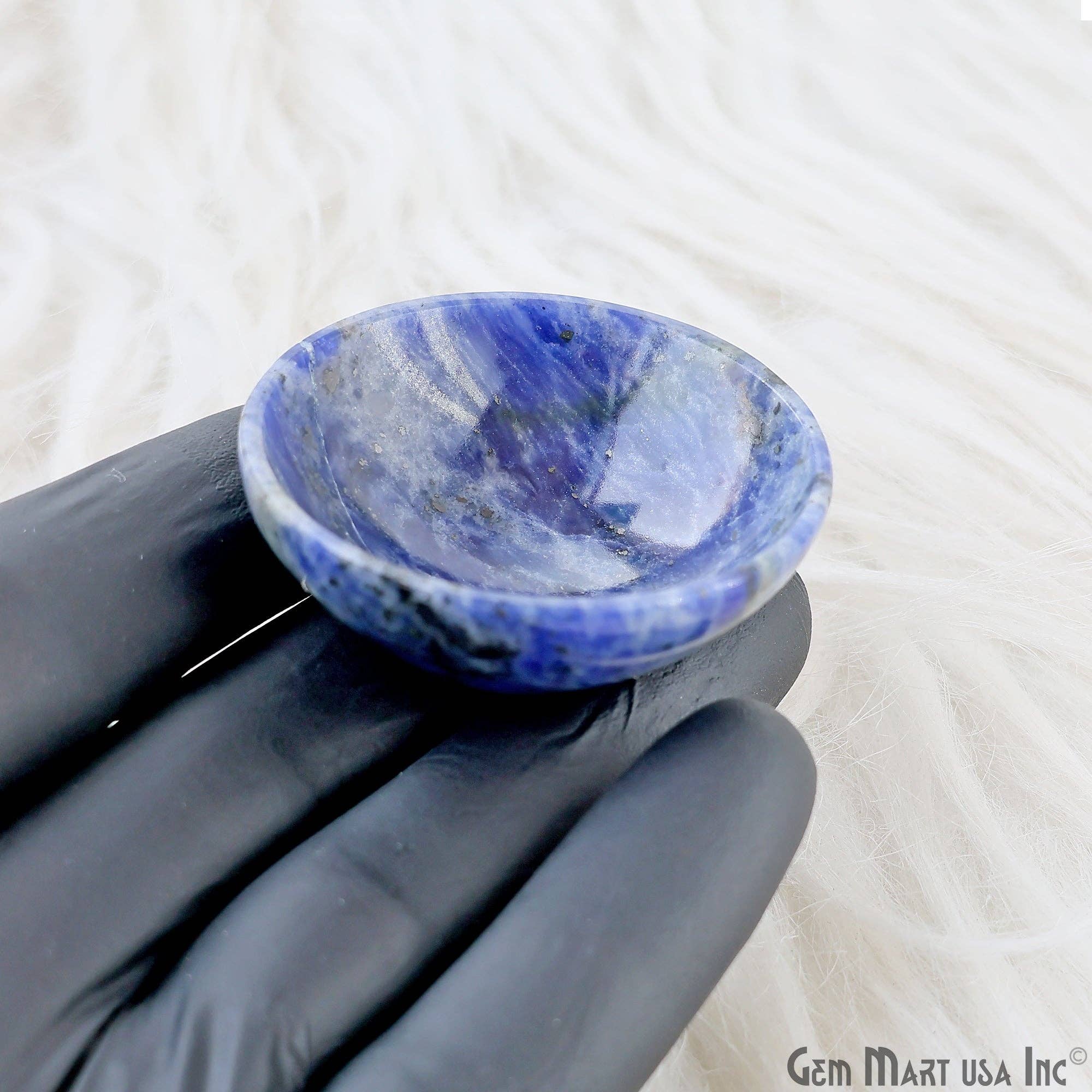 GemMartUSA – wholesale Decorative plate/dish/bowl – Natural Lapis Mini Carved Gemstone Bowl Cup 2 inch2