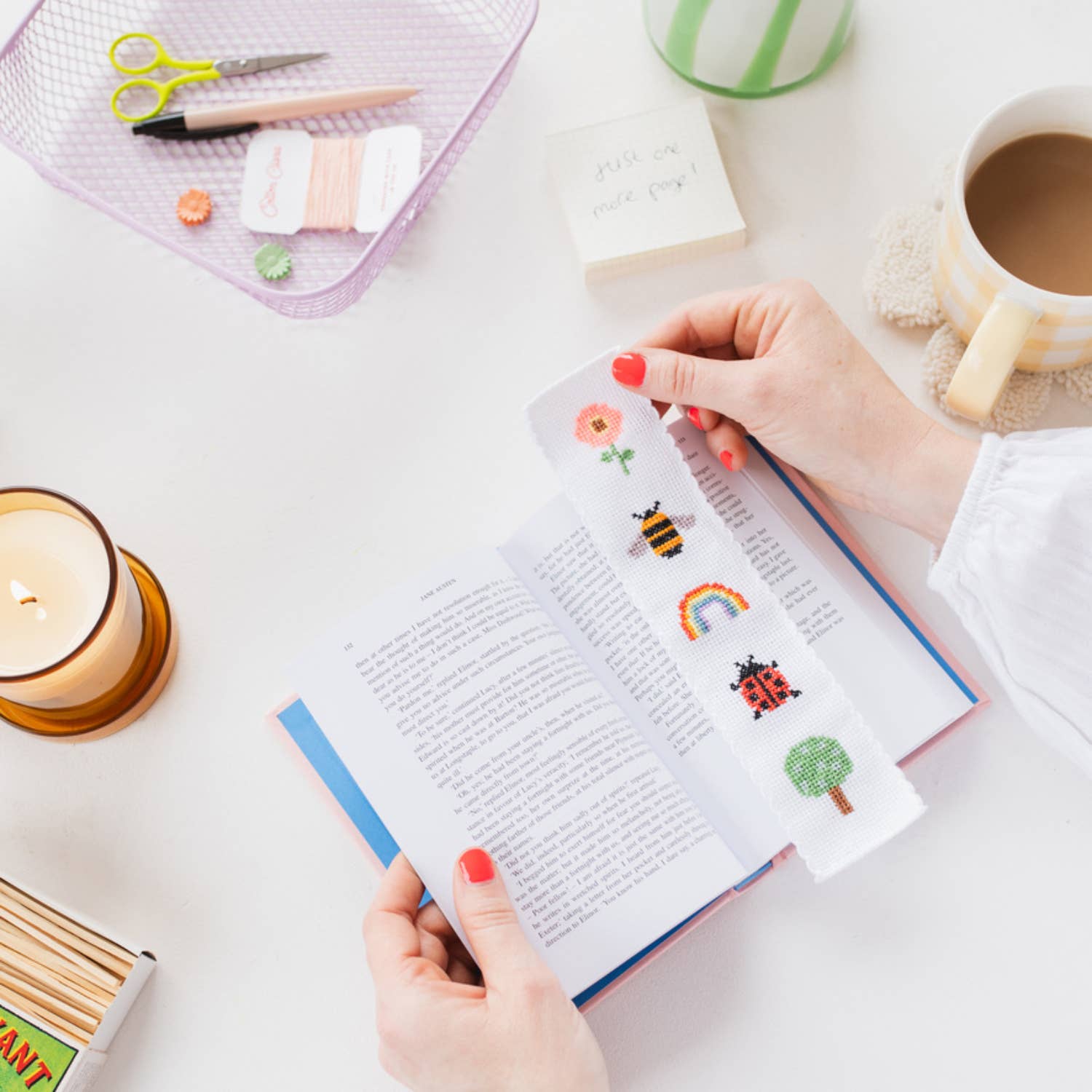 Cotton Clara Craft Kits & Supplies - Venta al por mayor Kit de manualidades - Kit de Punto de Cruz de Arcoíris de la Naturaleza para Marcador de Libros, Apto para Principiantes1