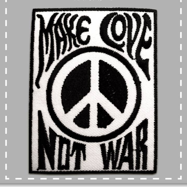 Iron-on Patch - Make Love Not War Peace Peace White for wholesale on Faire