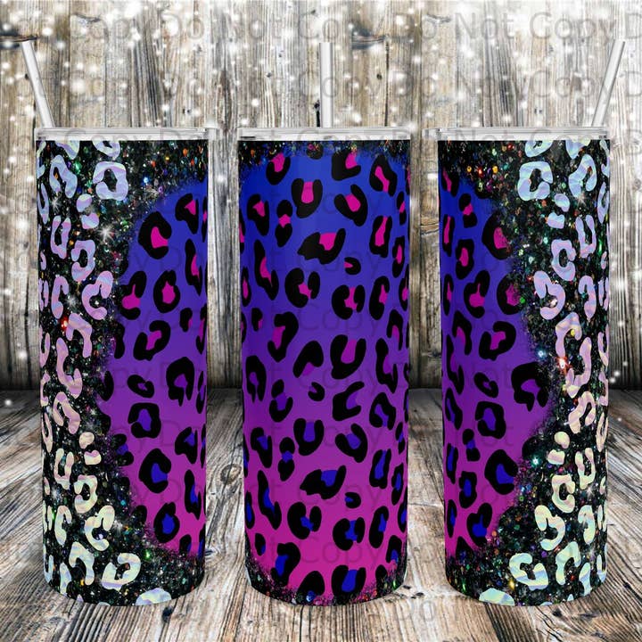 Schillernder Becher mit Leopardenmuster für den Großhandel von Hello Sunshine Boutique