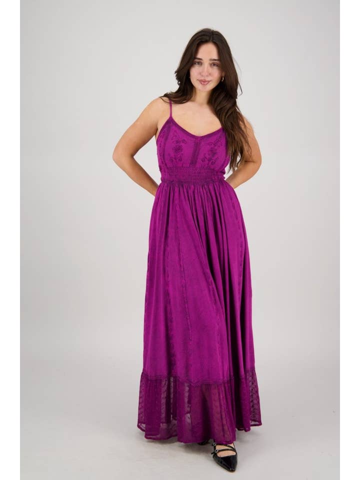 Advance Apparels - Wholesale Dress - Women's - Sheer Hem Smocked Maxi Dress ADL-25324