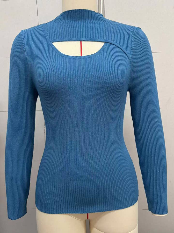 YNIQUE – wholesale Knit top – Women's – Women's Knit Hollow Out Neckline Long Sleeve Tee Shirt Top9