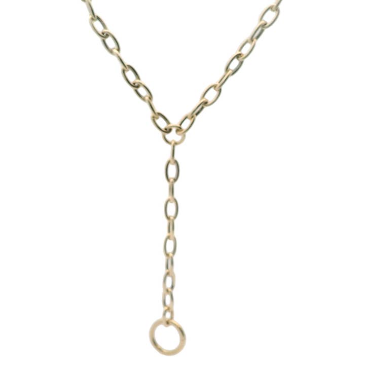 14K guld ovalt kabelkæde lariat halskæde for engroshandel hos Izakov Fine Jewelry