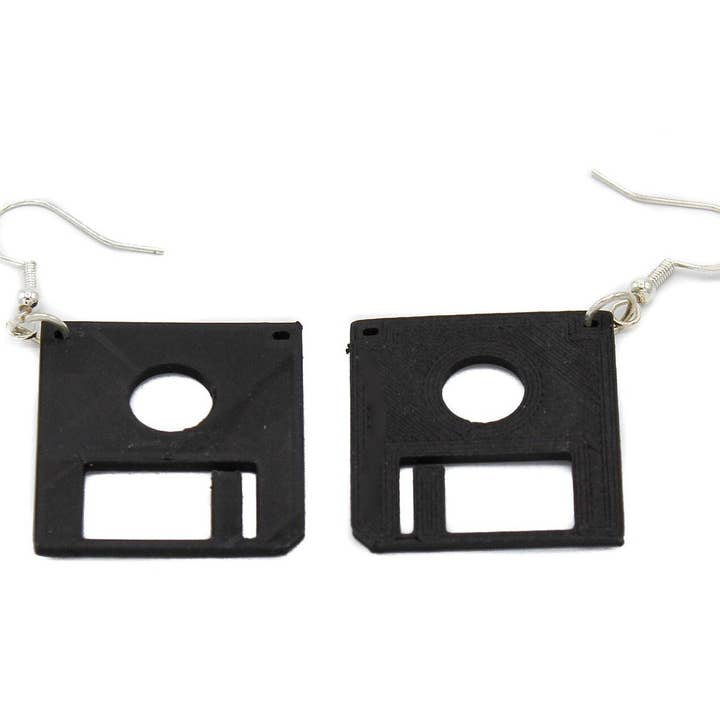3.5" FLOPPY DISK Diskette Earrings for wholesale by Clever Contraptions