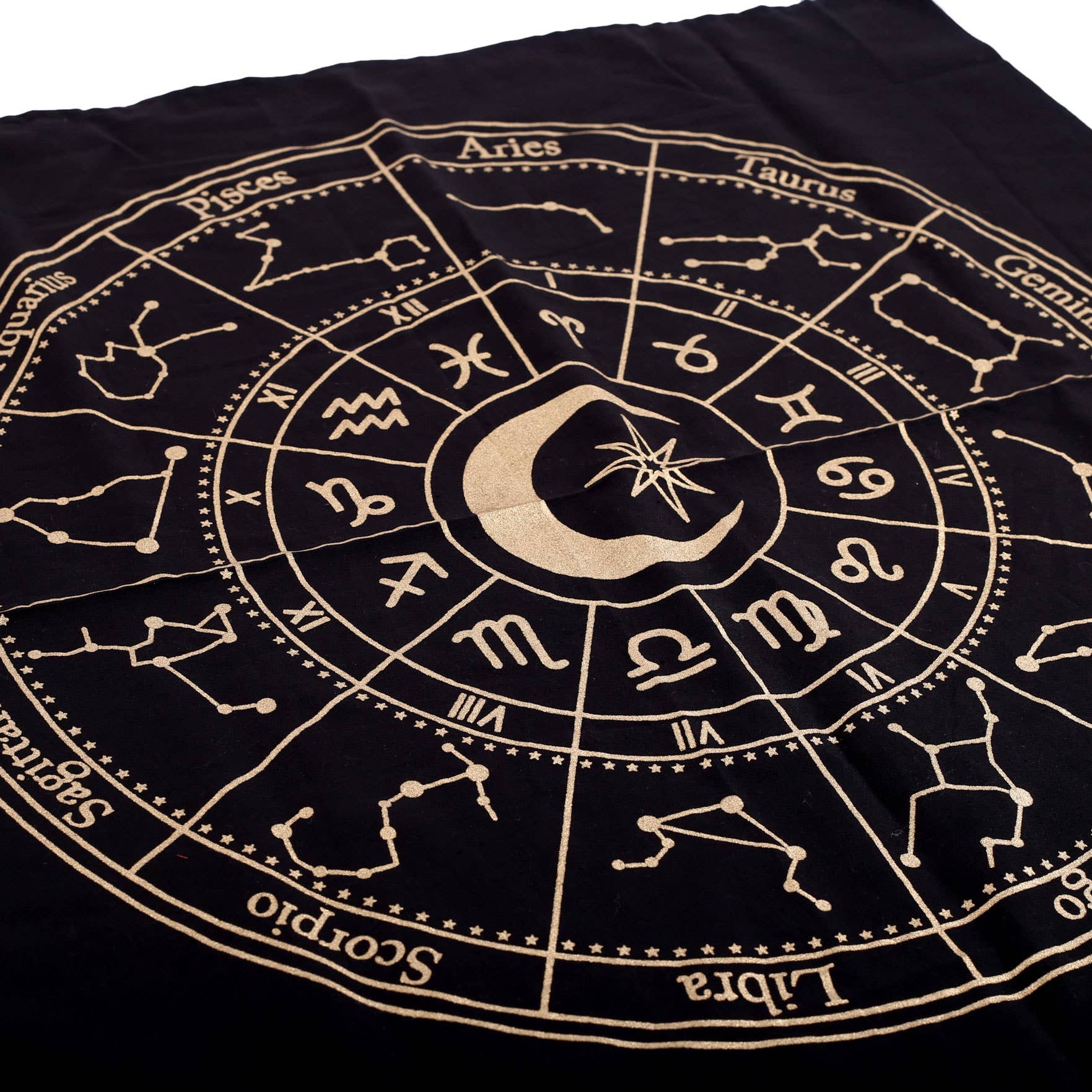 Something Different Wholesale - Wholesale Tapestry/Textile - 72cm Black Astrology Wheel Altar Cloth1
