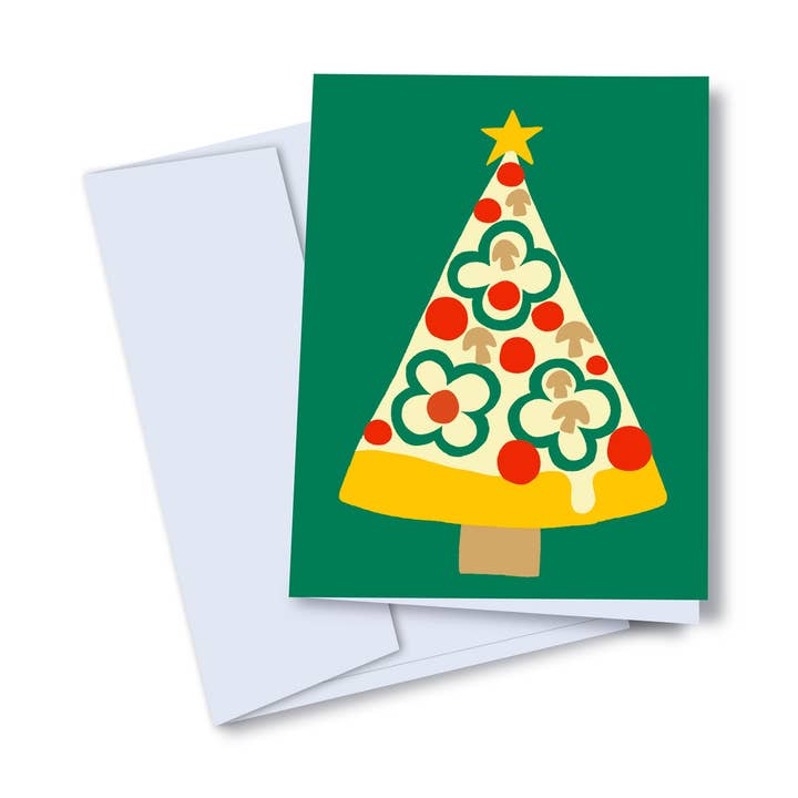 Tarjeta de felicitación de árbol de Navidad de pizza para venta al por mayor de Studio Toute
