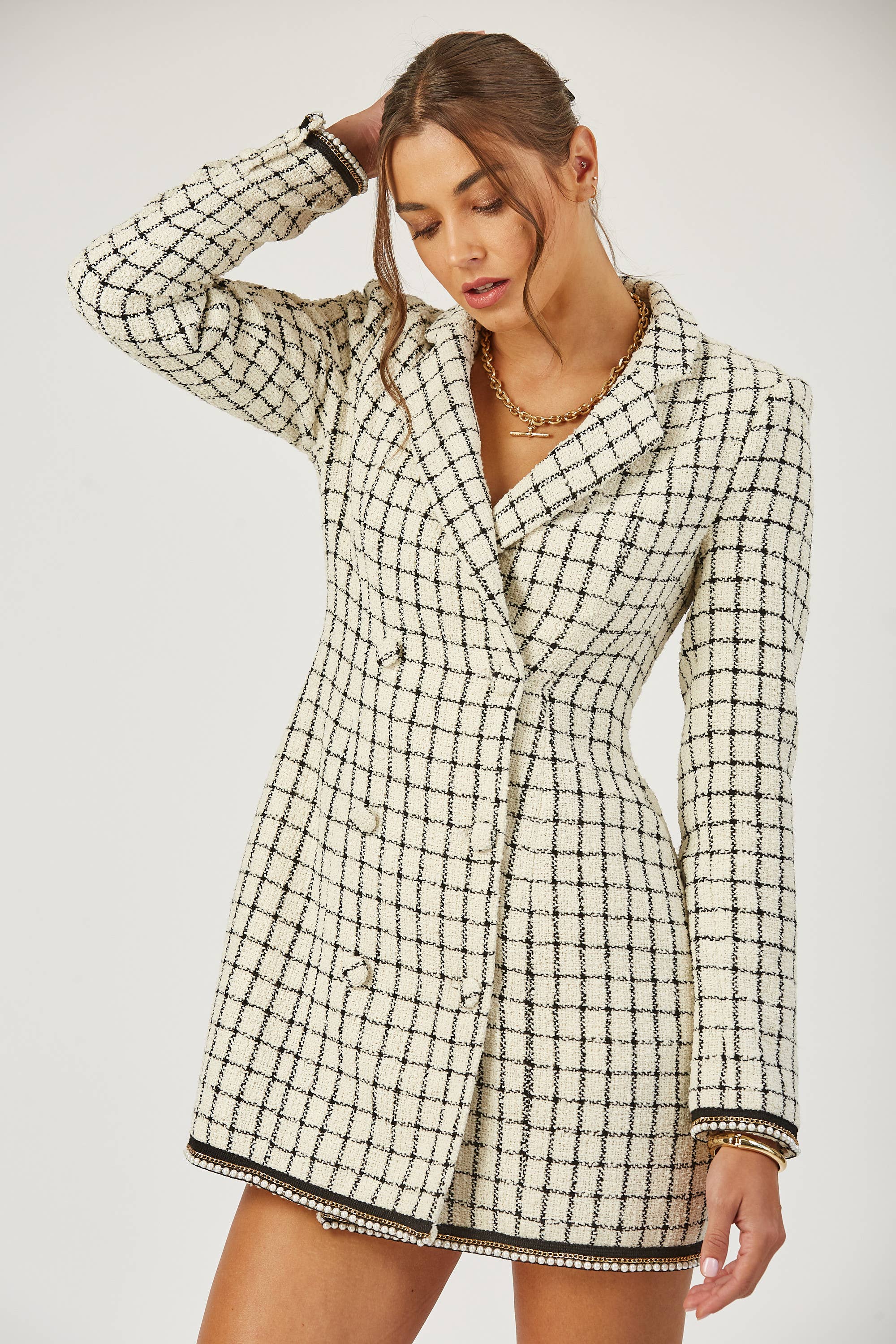 Isla Maude - Wholesale Dress - Women's - Cameron Tweed blazer dress4