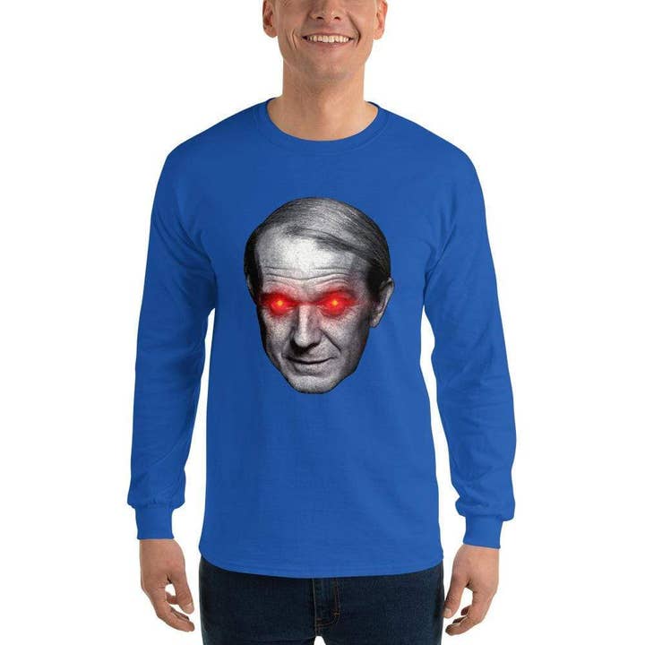 The Philosopher's Shirt - Wholesale Screen Printed T-Shirt - Men's - Gilles Deleuze with Laser Eyes - Long-Sleeved Shirt