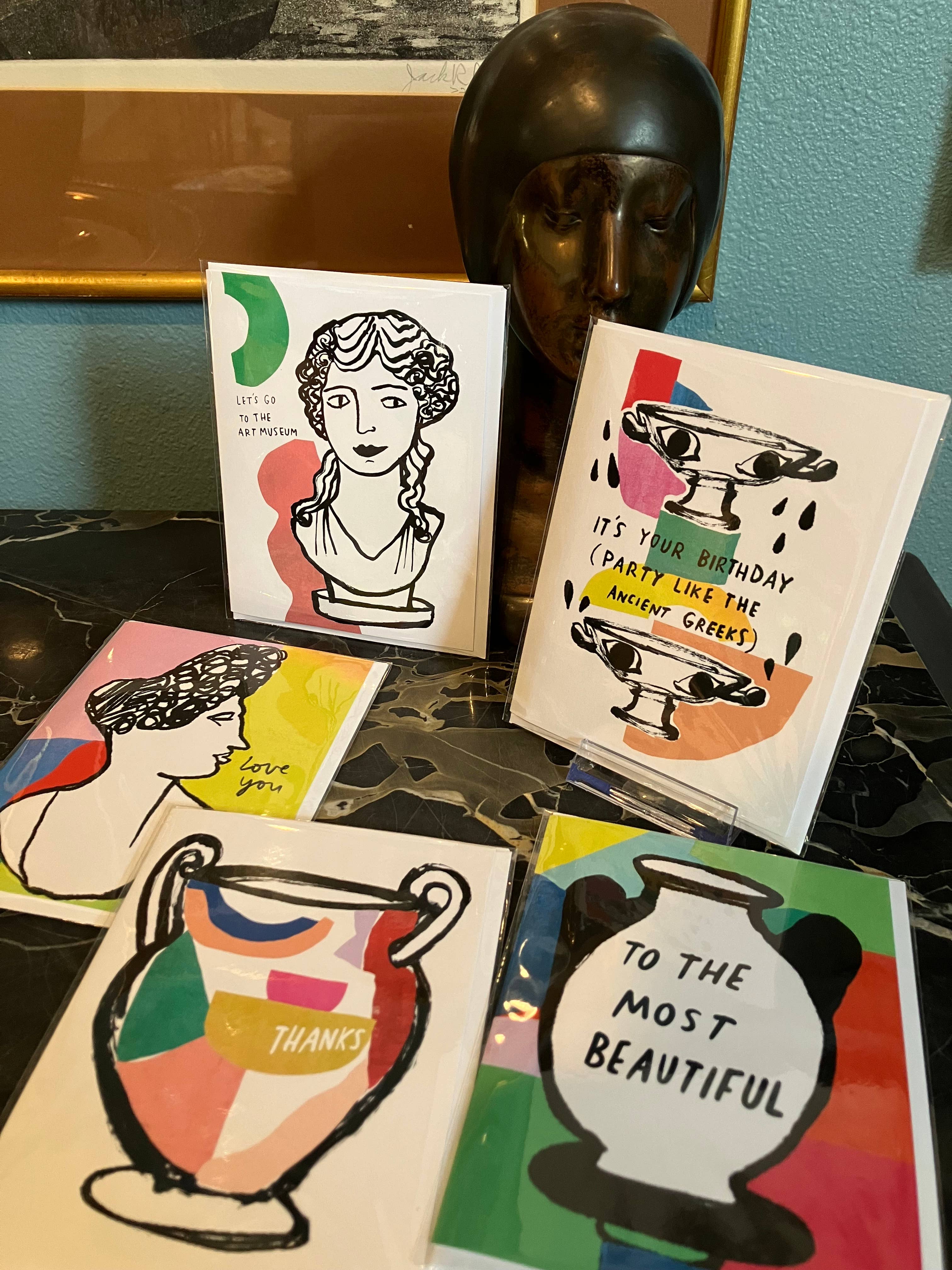 Colleen Harrington Studio - Vente Carte de vœux classique - Carte de vœux A2 - Allons au buste romain du musée d'art9