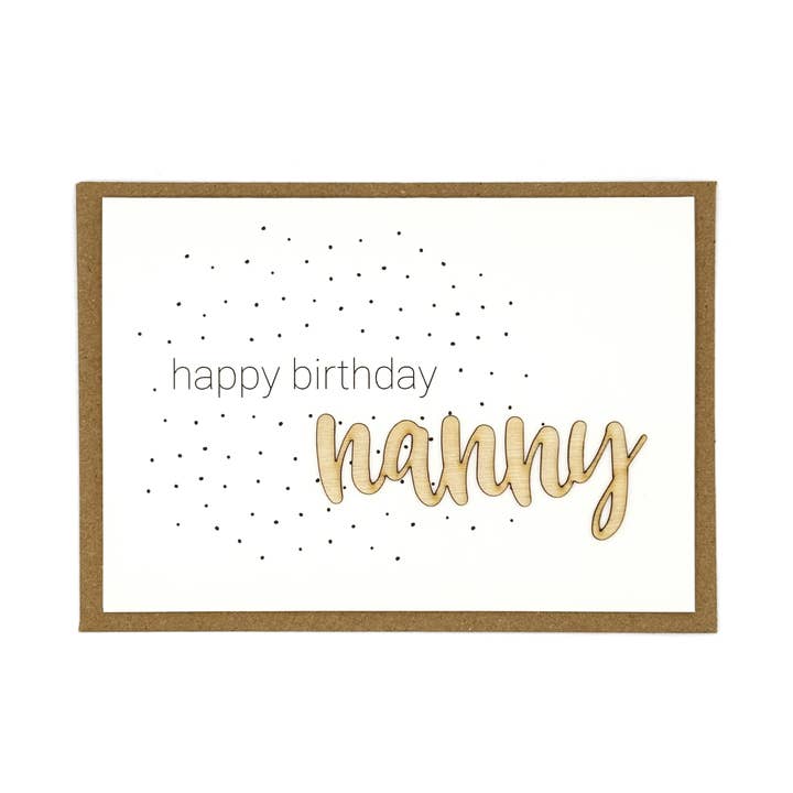 Altered Chic – wholesale Birthday card – Happy Birthday Nanny Wooden Words Card