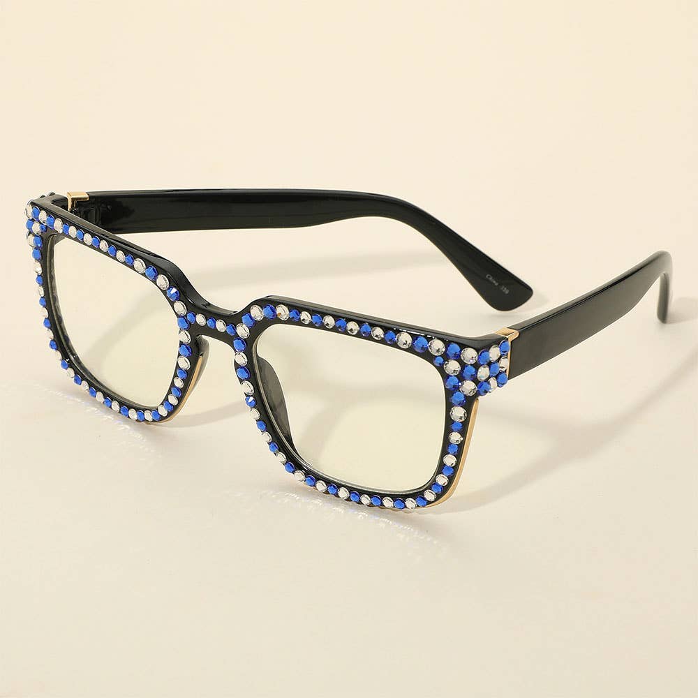 Sensibling Corp. - Wholesale Sunglasses - Women's - Crystal Embellished Clear Lens Wayfarer Sunglasses1