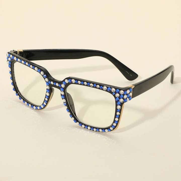 Sensibling Corp. - Wholesale Sunglasses - Women's - Crystal Embellished Clear Lens Wayfarer Sunglasses1