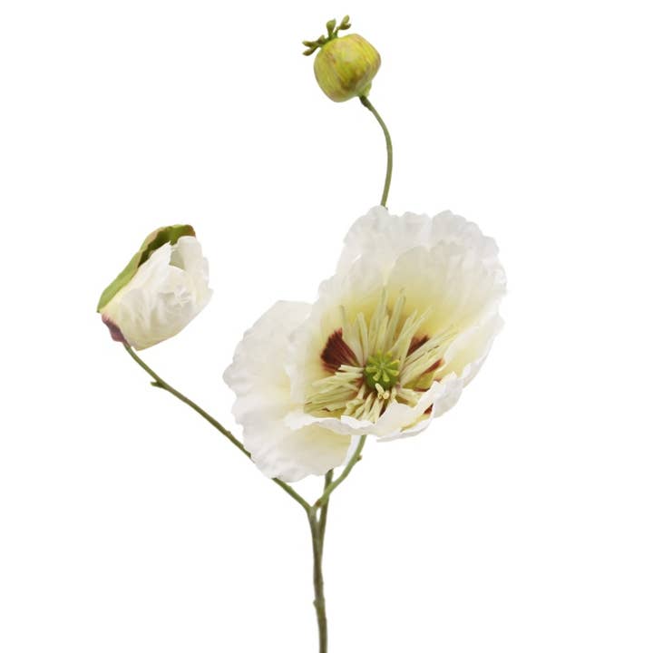Floratexx - Wholesale Artificial flowers - Poppy x 3, 58 cm white