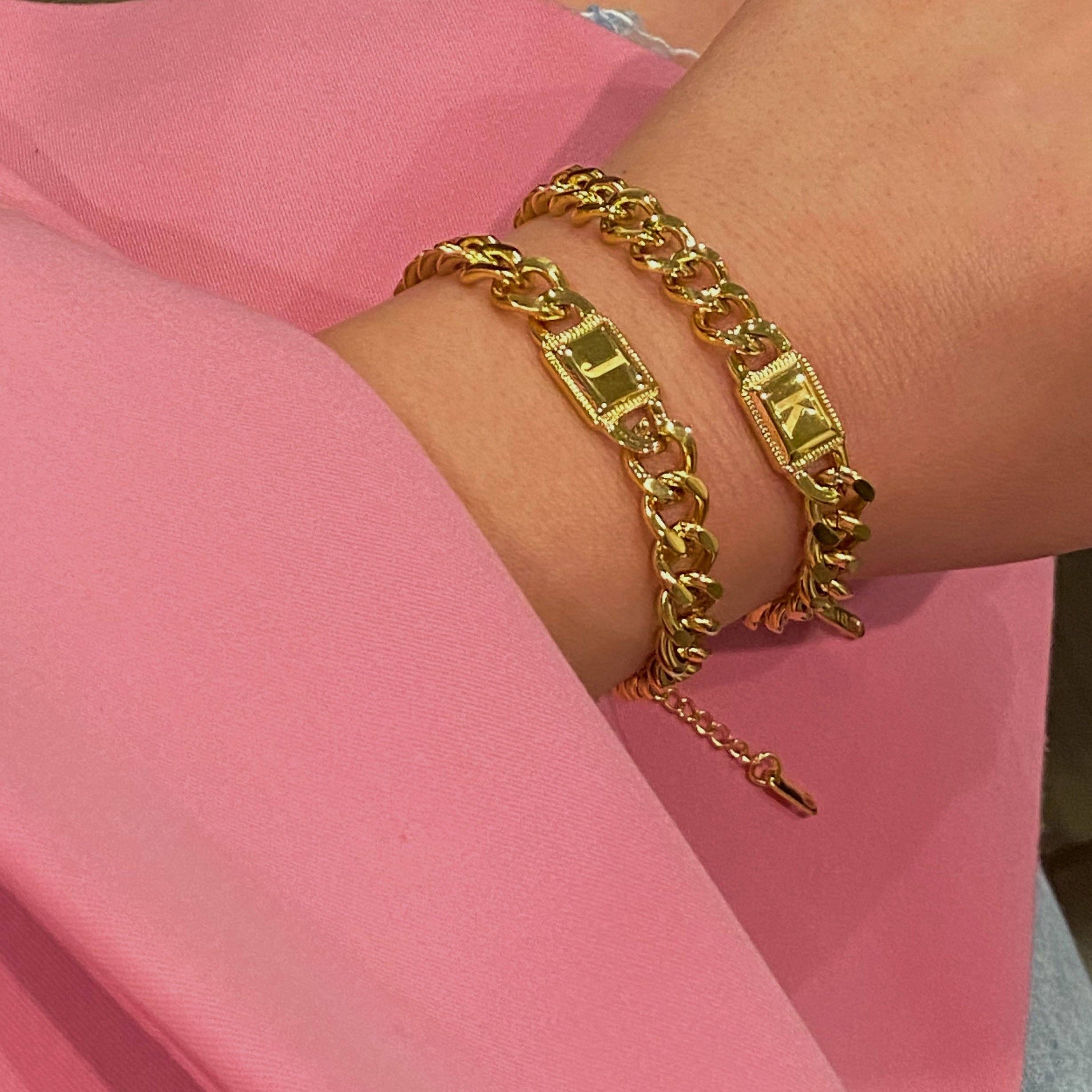 Ellison+Young – Pulseira de elo e corrente por atacado – Pulseira Inicial Uptown Cuban Corrente22