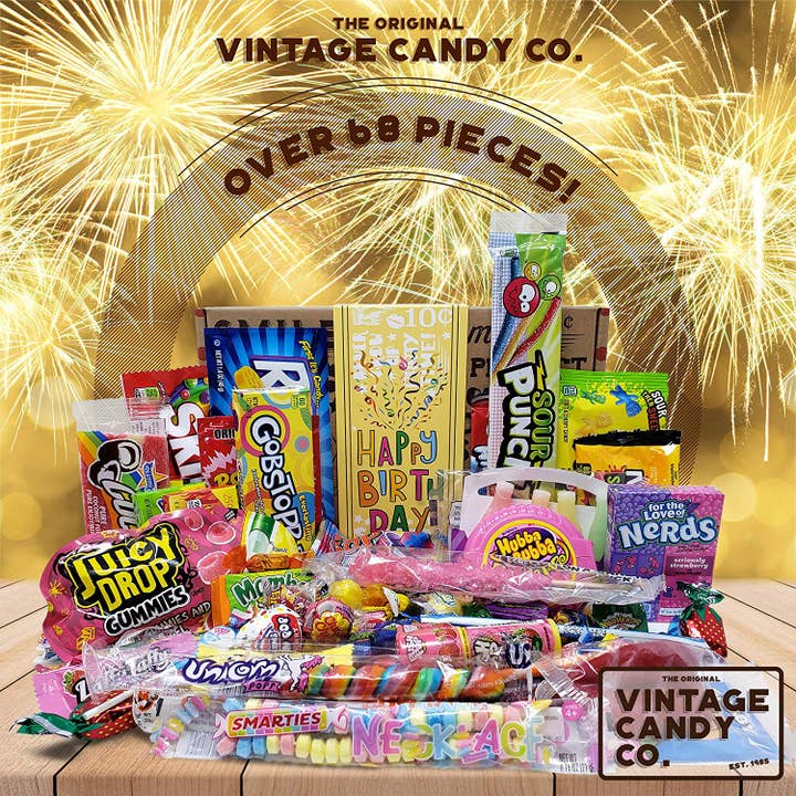 Vintage Candy, LLC - Wholesale Hard Candy - Happy Birthday Candy Care Package For Birthday Girl or Boy