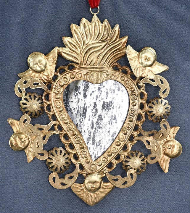 Lila Rasa - Wholesale Wall Mirror - Milagro Heart Mirror With Cherubs