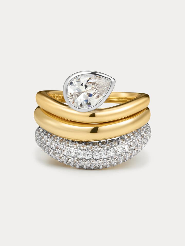 The Marais Wave Ring Set- Gold for wholesale by Luv AJ