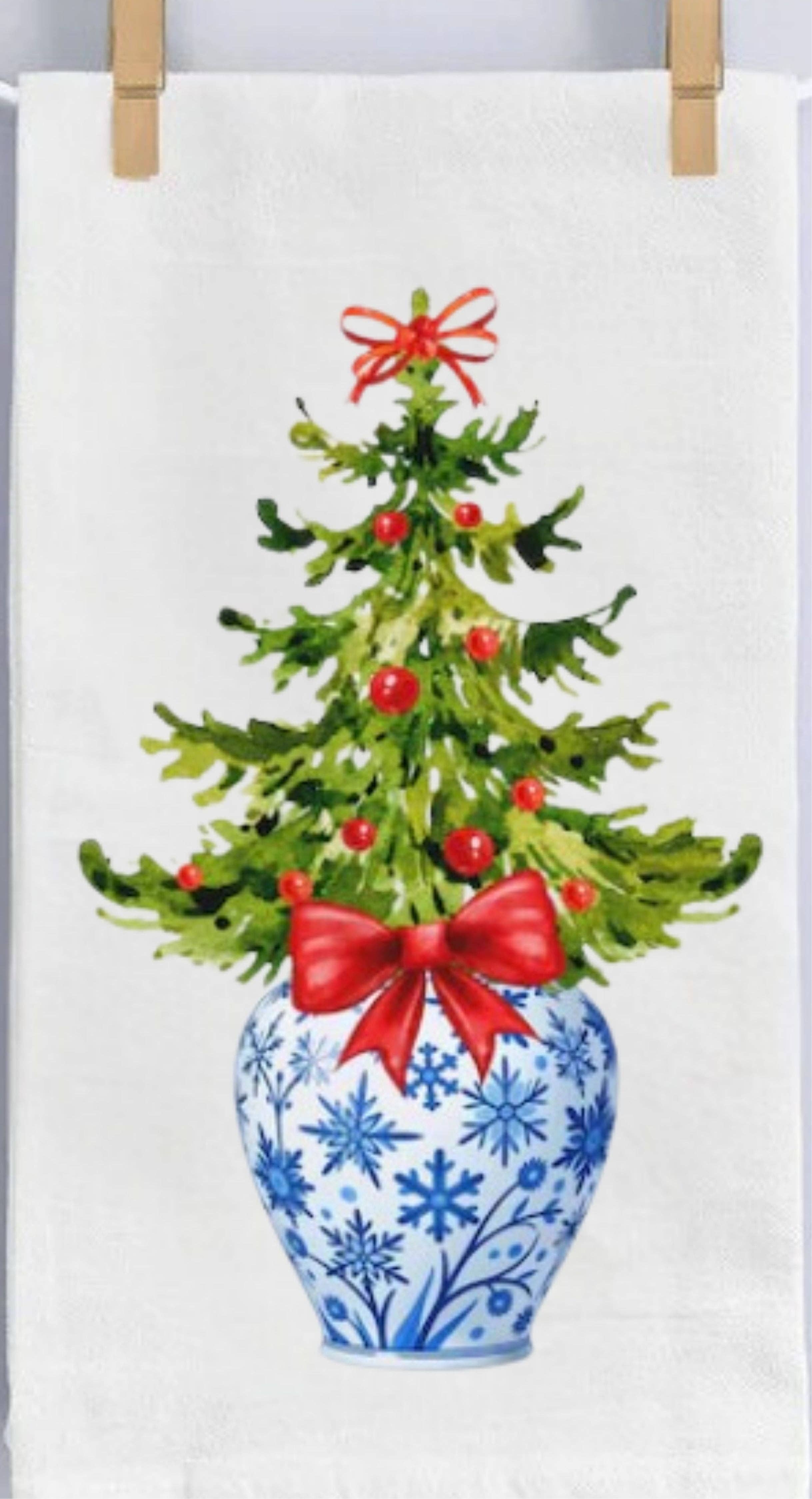 Cottage & Club – wholesale Kökshandduk – Julgran 2 i cloisonnékruka Kökshandduk