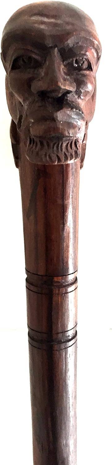 OMA - Eclectic Home - Wholesale Decorative Tabletop Object - Wise Man Decorative Walking Stick Wood Carved Cane - 38"0
