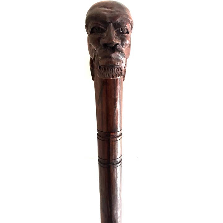 OMA - Eclectic Home - Wholesale Decorative Tabletop Object - Wise Man Decorative Walking Stick Wood Carved Cane - 38"