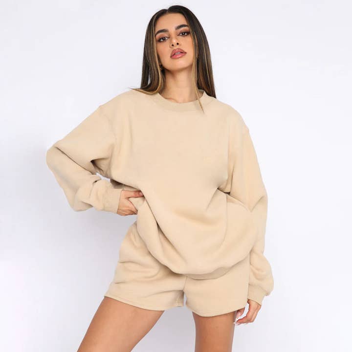 Masyal – wholesale Lounge set – Women's – Spring and Autumn Long Sleeve Sweatshirt Women's Shorts Set12
