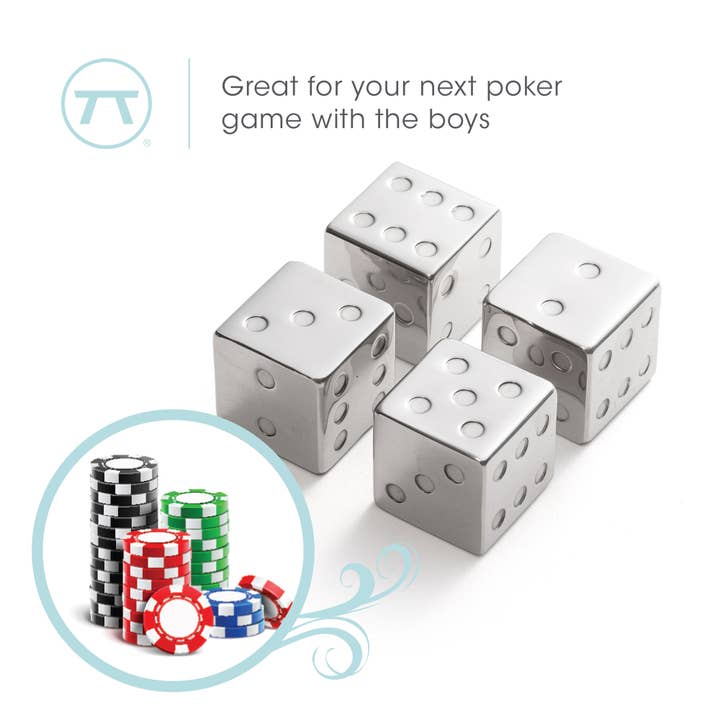 Fox Run Brands - Wholesale Drink Chilling Cubes - Outset Stainless Steel Dice Whiskey Stones, Set 4, 1.06”