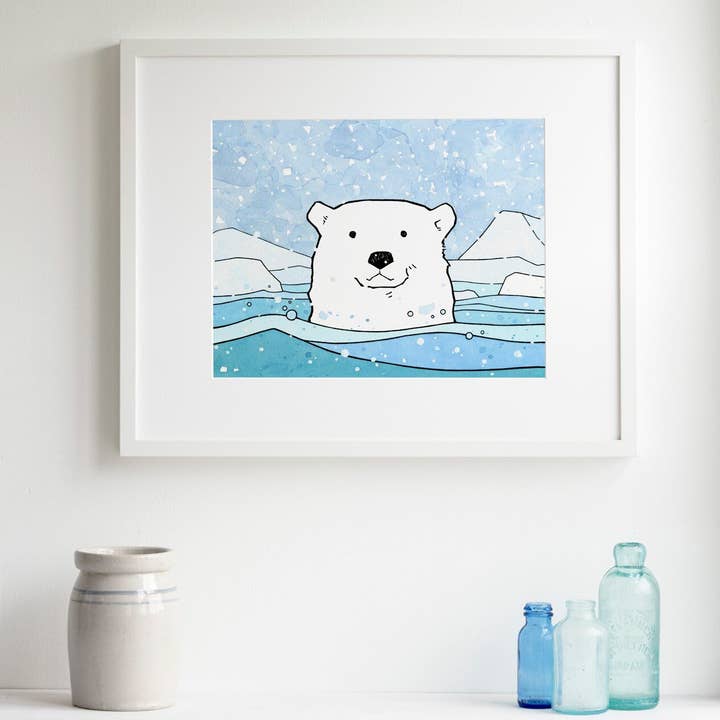 Studio Tuesday - Vendita all'ingrosso Stampa artistica - Bambini e neonati - Stampa vivaio con orso polare, arte animale artico, arte da parete per bambini