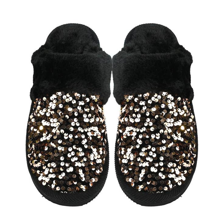 C.C Beanie - Wholesale Slippers - Women's - Sequin Faux Fur C.C Slippers SPE0012