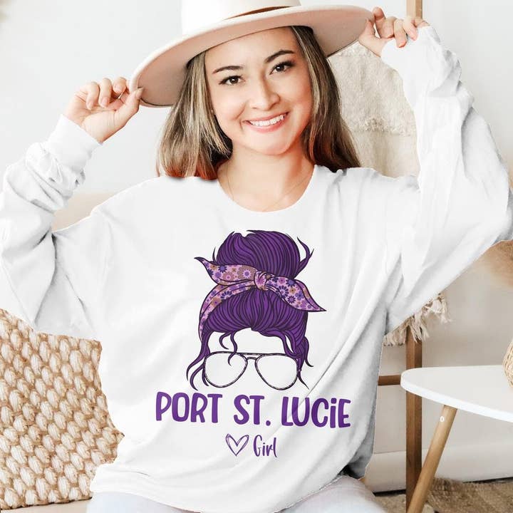 PositiveParty - Wholesale Screen Printed T-Shirt - Women's - Port St Lucie Girl Shirt, Born In Port St Lucie Gift6