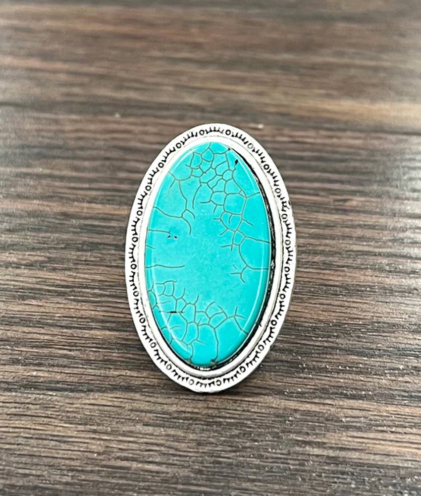 ISAC Trading Inc - Wholesale Cocktail/Statement Ring - 750269, Oval Turquoise Adjustable Ring