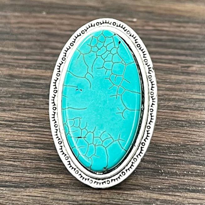 ISAC Trading Inc - Wholesale Cocktail/Statement Ring - 750269, Oval Turquoise Adjustable Ring0