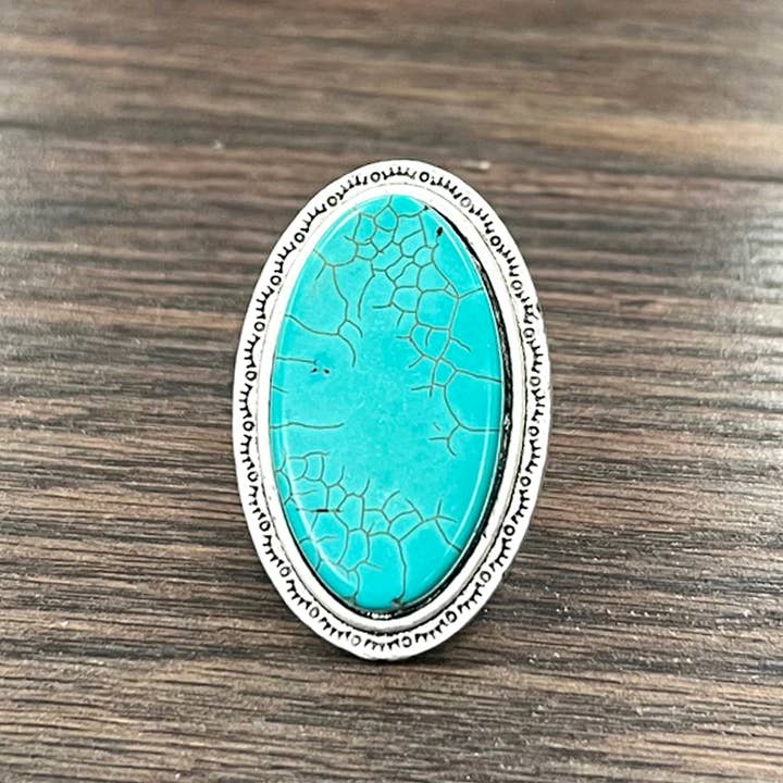 ISAC Trading Inc - Wholesale Cocktail/Statement Ring - 750269, Oval Turquoise Adjustable Ring