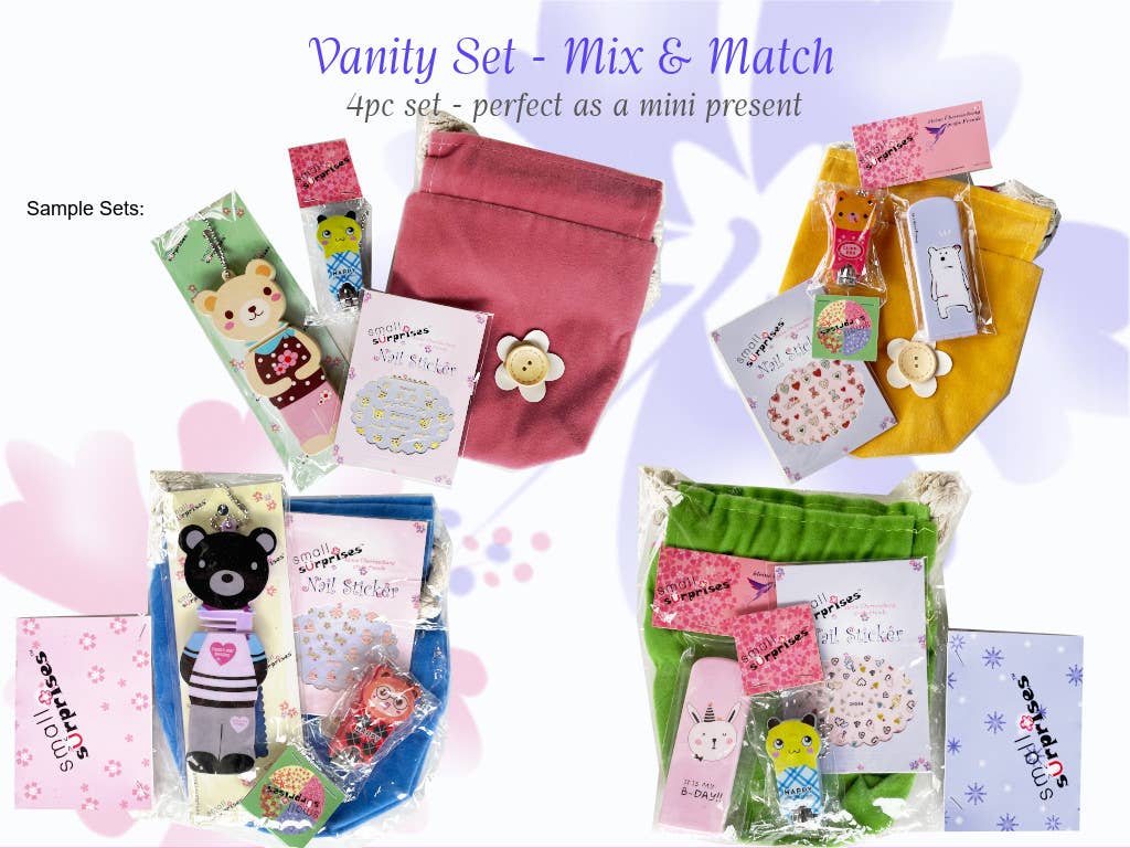 Small Surprises - Wholesale Vanity Mirror - 4pc-Set Beauty Set / Vanity Set for Girls; Giftset 4