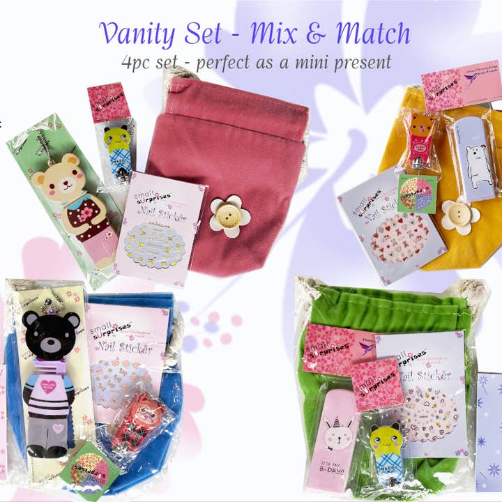 Small Surprises - Wholesale Vanity Mirror - 4pc-Set Beauty Set / Vanity Set for Girls; Giftset 4