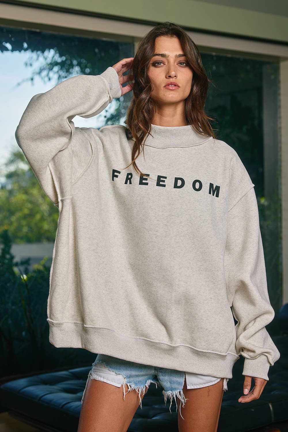 Ash grey IT2594-FREEDOM  'FREEDOM/LEGACY' Print Reversible Sweatshirt for wholesale on Faire3