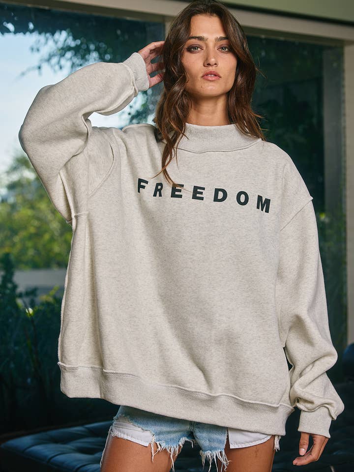Ash grey IT2594-FREEDOM 'FREEDOM/LEGACY' Print Reversible Sweatshirt for wholesale on Faire3