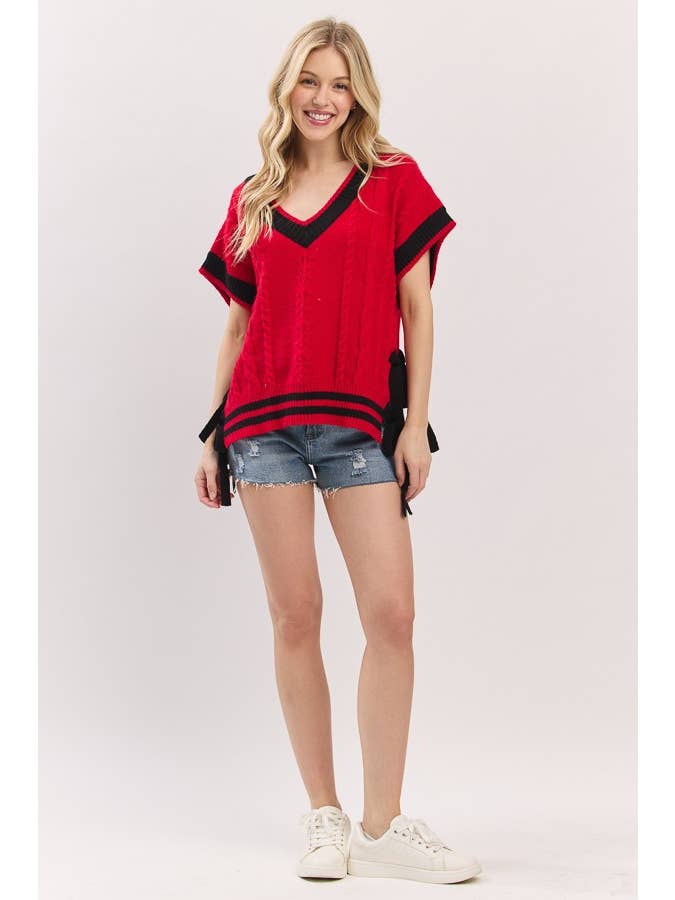 Sewn and Seen - Wholesale Sweater Vest - Women's - Cable Knit Varsity Sweater Vest22