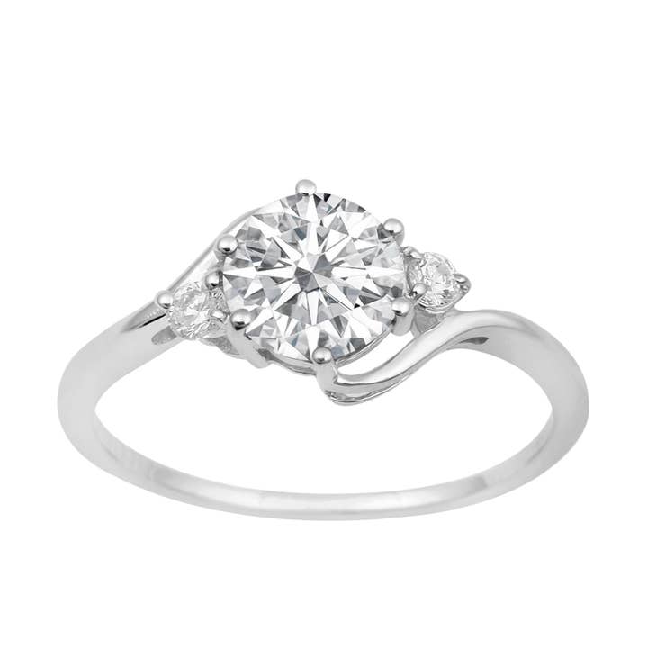 Bague en argent sterling 925 avec diamant moissanite rond de 7 mm pour la vente par Star Joya