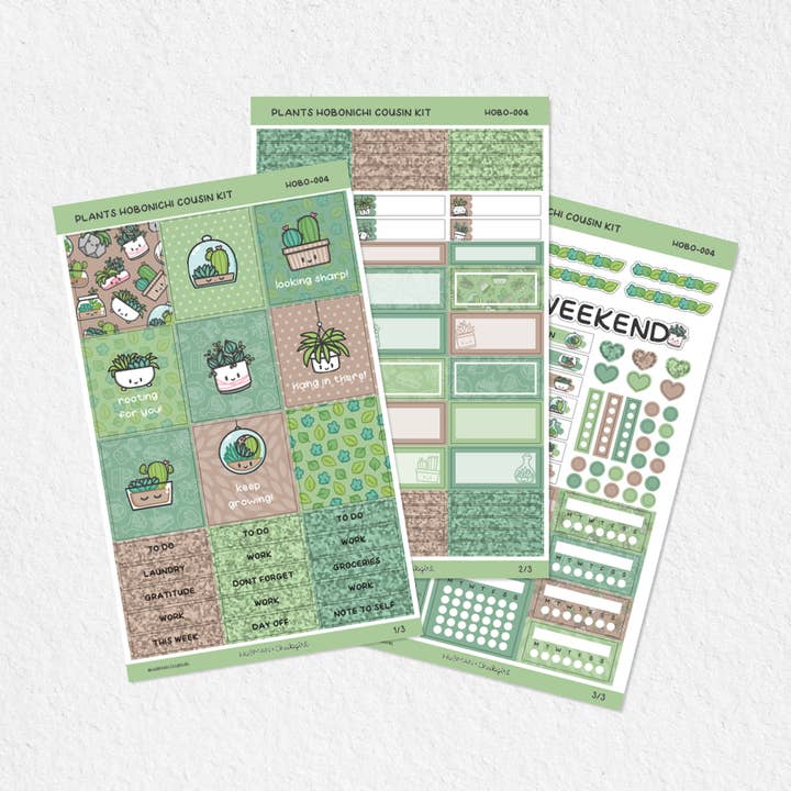 Kit settimanale Hobonichi Cousin a tema vegetale (set di 3) per la vendita all'ingrosso da parte di hubmanchubgirl.