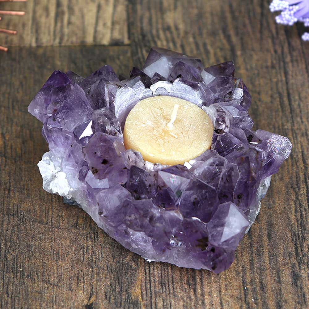 Natures Artifacts Inc - Wholesale Candle Holder - Amethyst Cluster Candle Holder - Amethyst Home Decor3