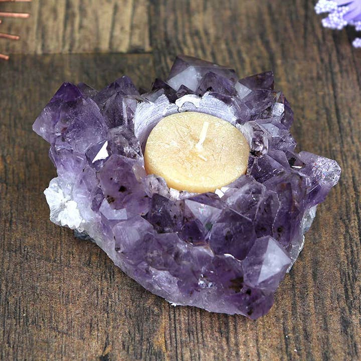 Natures Artifacts Inc - Wholesale Candle Holder - Amethyst Cluster Candle Holder - Amethyst Home Decor3