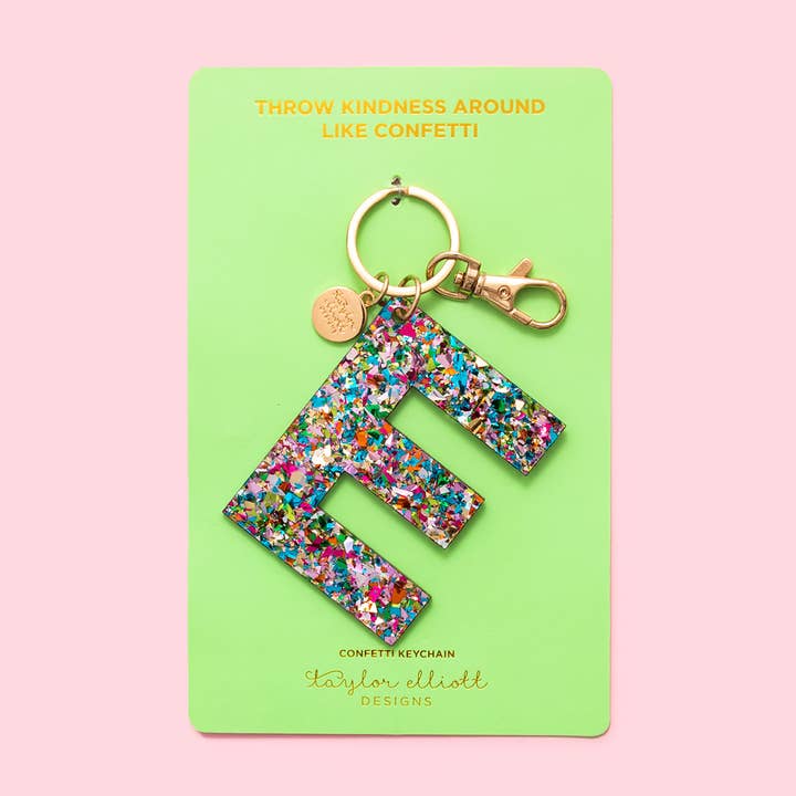 Taylor Elliott Designs - Wholesale Keychain - Women's - Keychain - Letters A - Z - Colorful Confetti - Each
