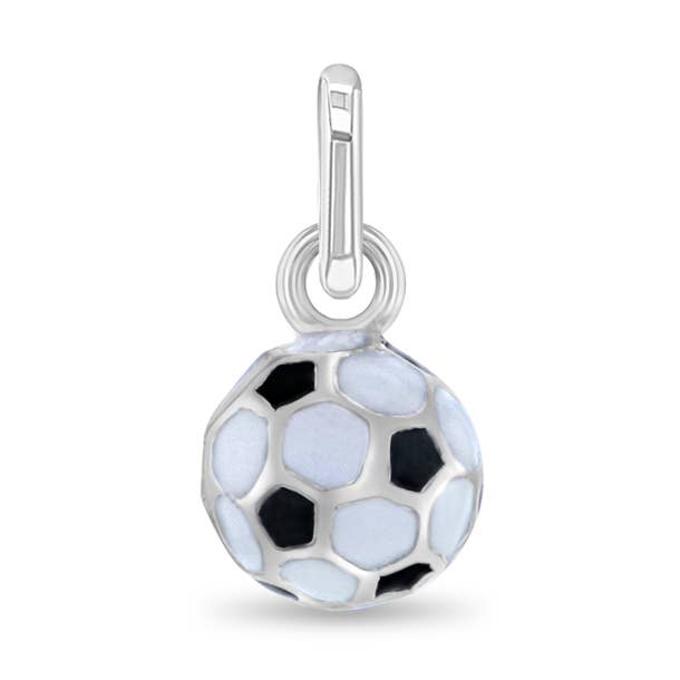 Balón de fútbol esmaltado para pulsera con dijes, plata de ley para venta al por mayor de In Season Jewelry