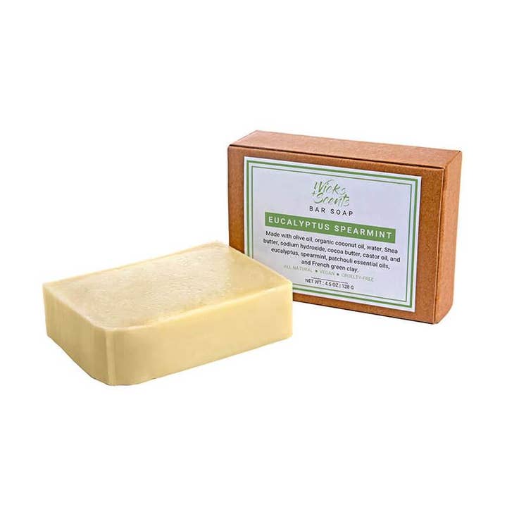 Eucalyptus Spearmint Bar Soap - All Natural and Vegan for wholesale by Wicks + Scents