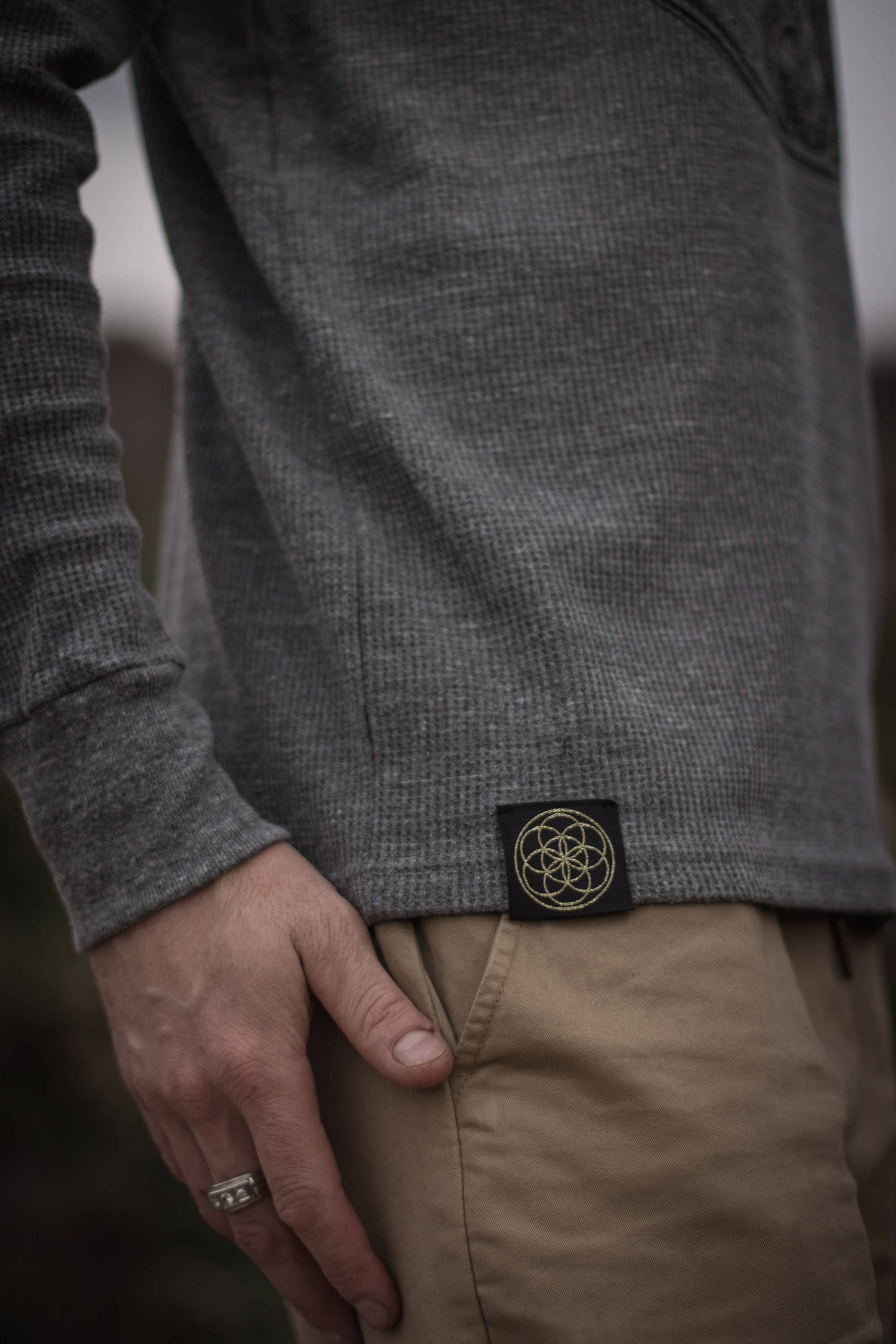 Sacred State Design - Wholesale Screen Printed T-Shirt - Men's - The Veil ~ Eco Thermal Sacred Geometry Design5